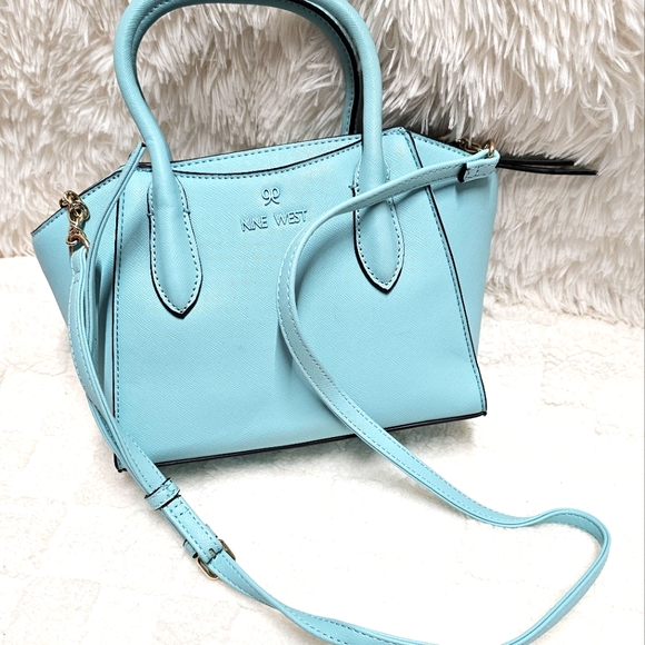 Nine West Darlington Mini Crossbody Handbag Satchel Tiffany Blue Color - Picture 1 of 9